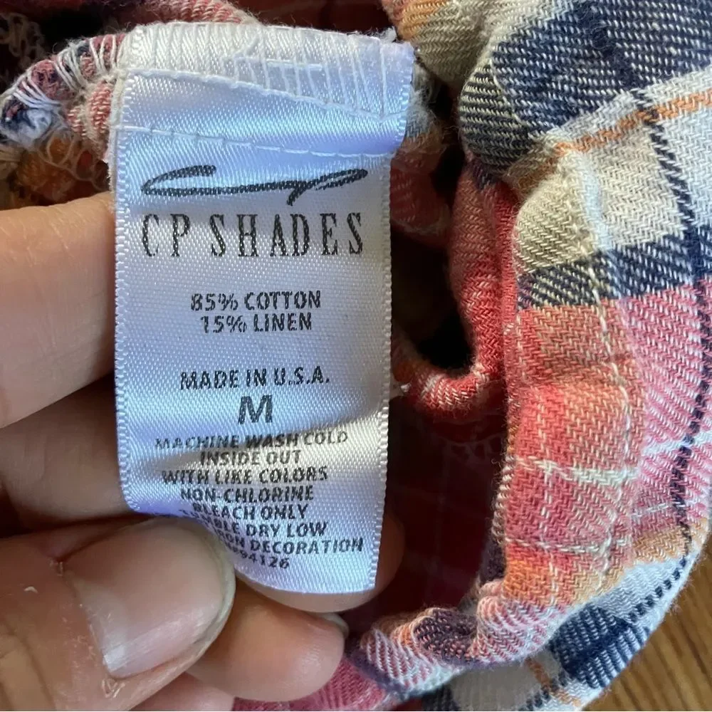 CP Shades Red Plaid Cowgirl USA Linen Cotton Regina Tunic Shirt Dress Medium - Picture 5 of 15